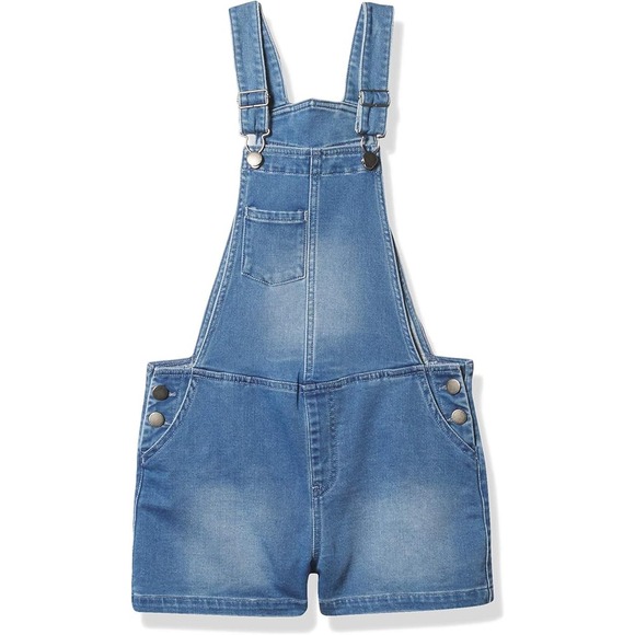 Roxy Kids' Girls' Youth Better Now Overall Stonewashed Blue Denim Stretch Shorts - Picture 1 of 4